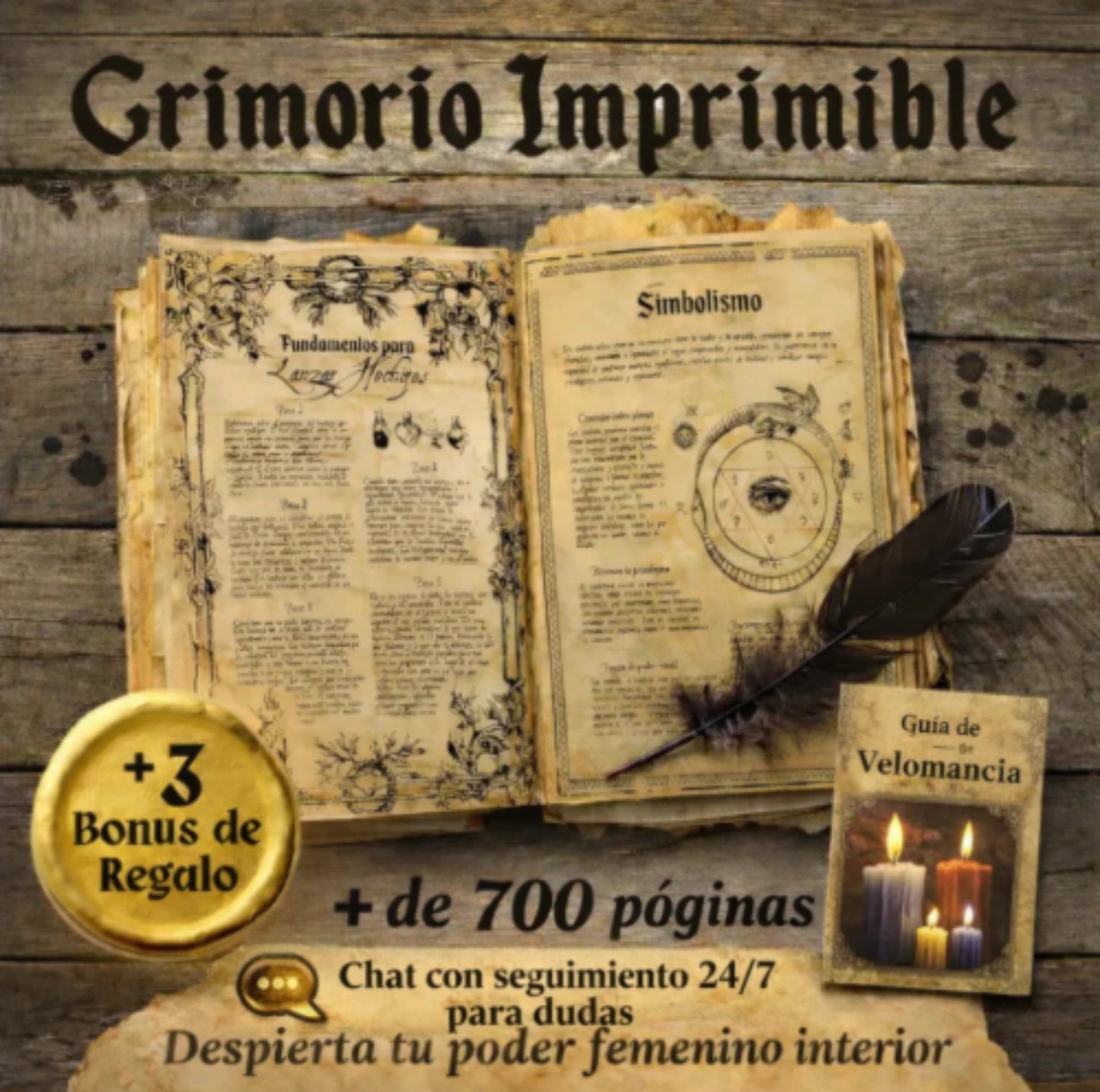Grimorio/Libro de magia Imprimible 📜+ La magia de las velas + 3 Bonus de Regalo 🎁 | Despierta tu Magia Interior ✨ x1